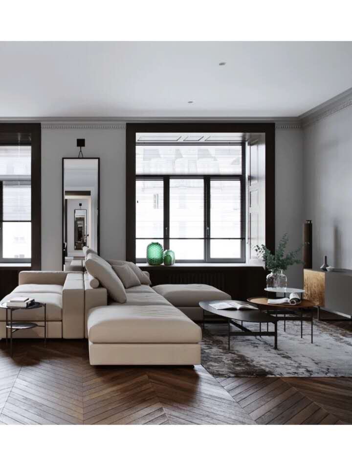 客厅铺装古象地板效果图