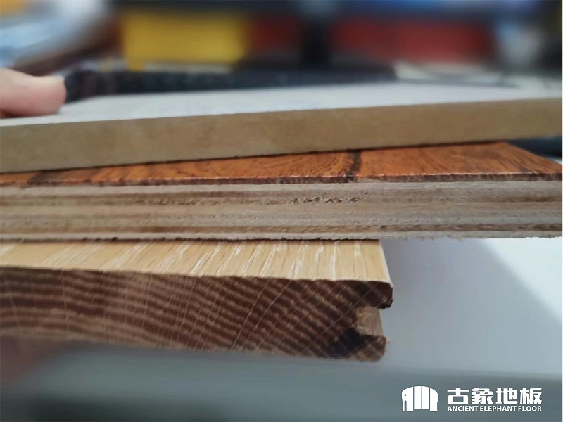 实木、多层、强化截面对比