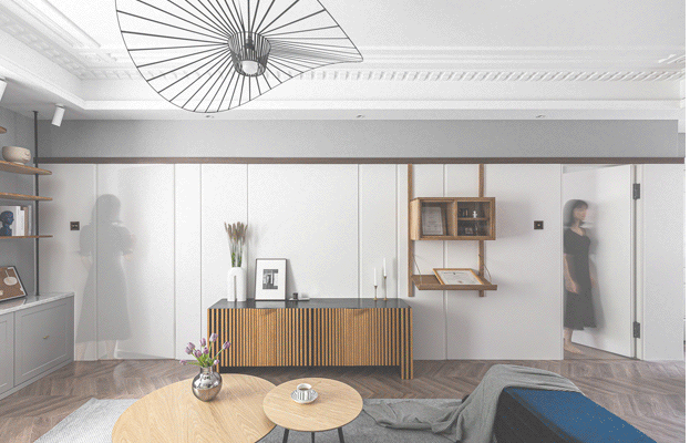 电视背景墙后面的隐藏式门